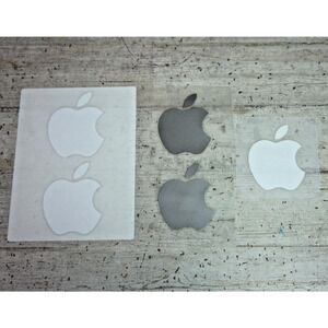 Lot of Apple Logo Stickers White and Silver 2"